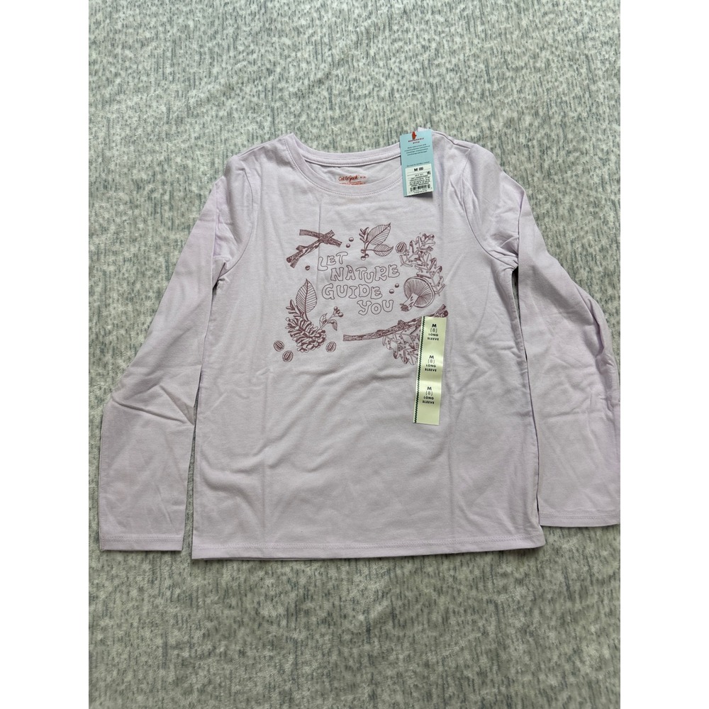 Cat & Jack Kids Light Lavender Let Nature Guide You Graphic Tee M 8 Long Sleeve